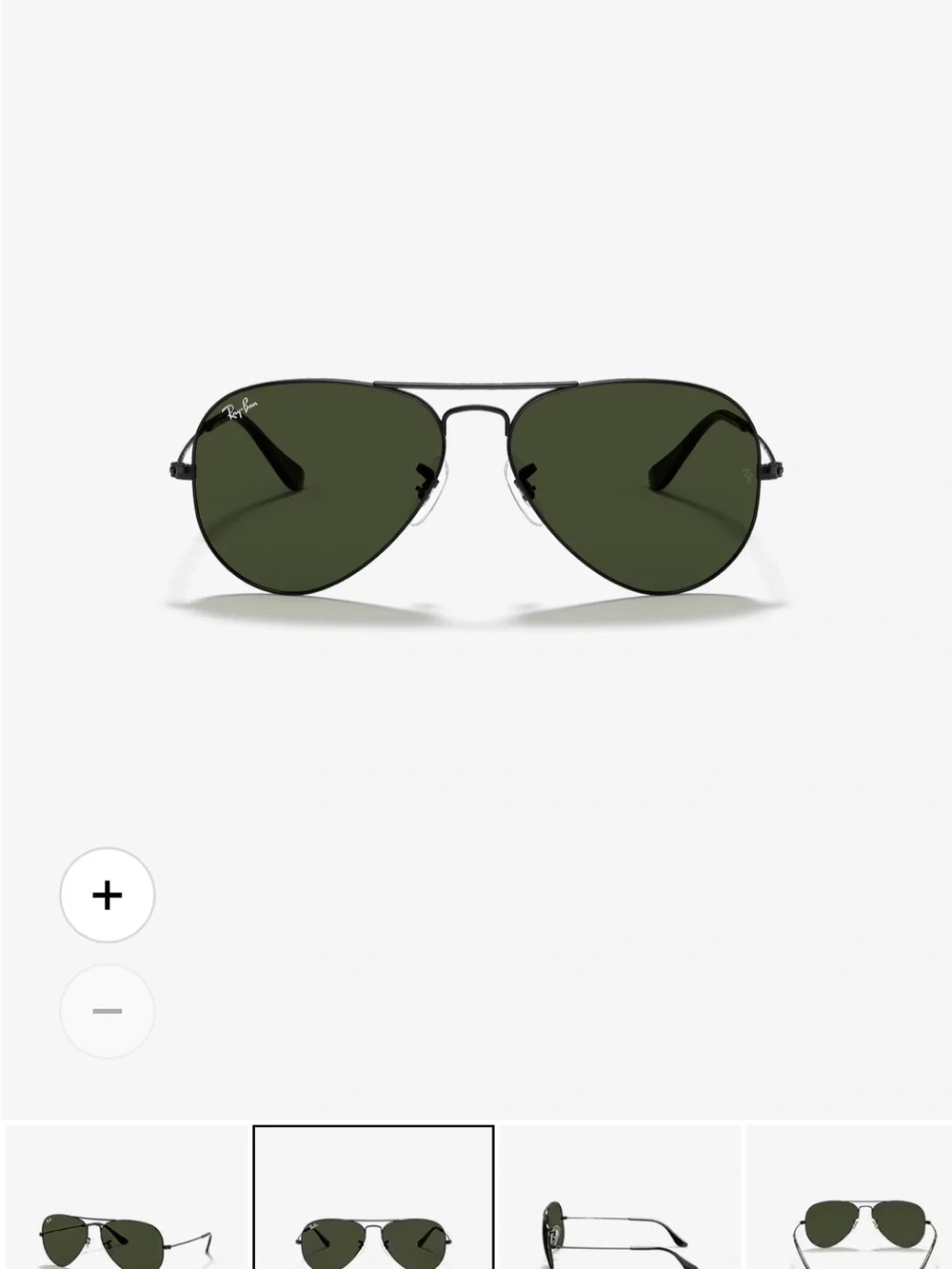 Ray-Ban Aviator Sunglasses - Black Frame with Green Lenses - Picture 2 of 4